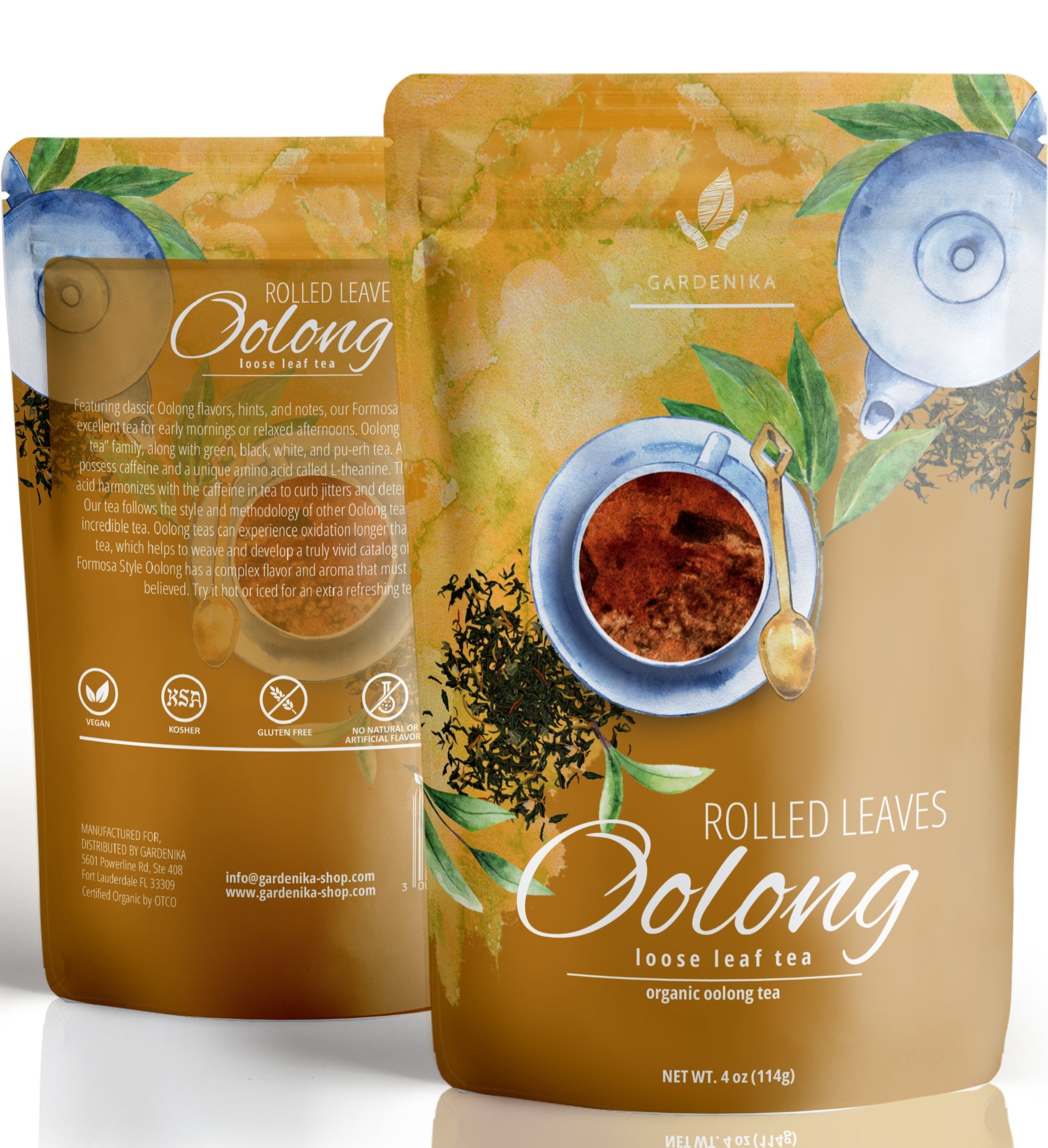gardenika organic rolled leaves oolong loose leaf tea 4 oz