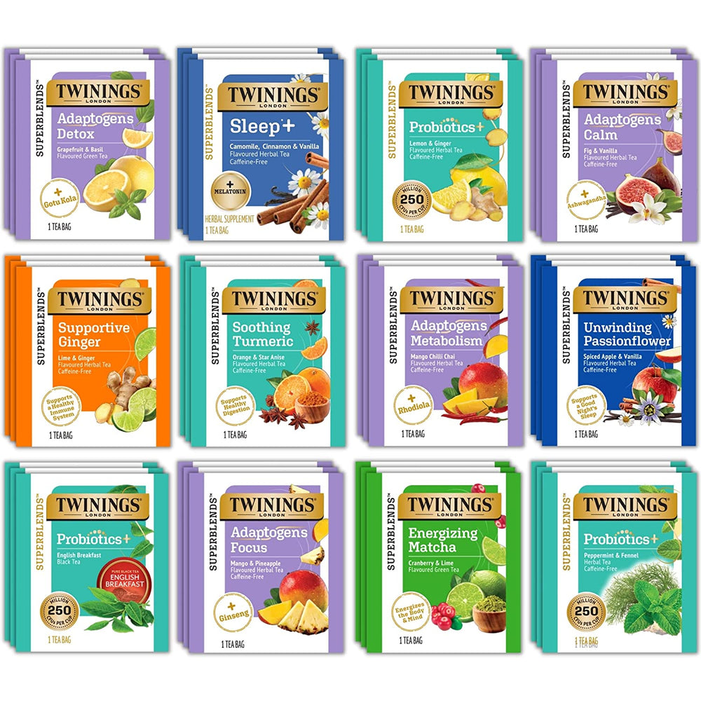 twinings wellness immune support tea turmeric ginger focus metabolism passion flower sleep