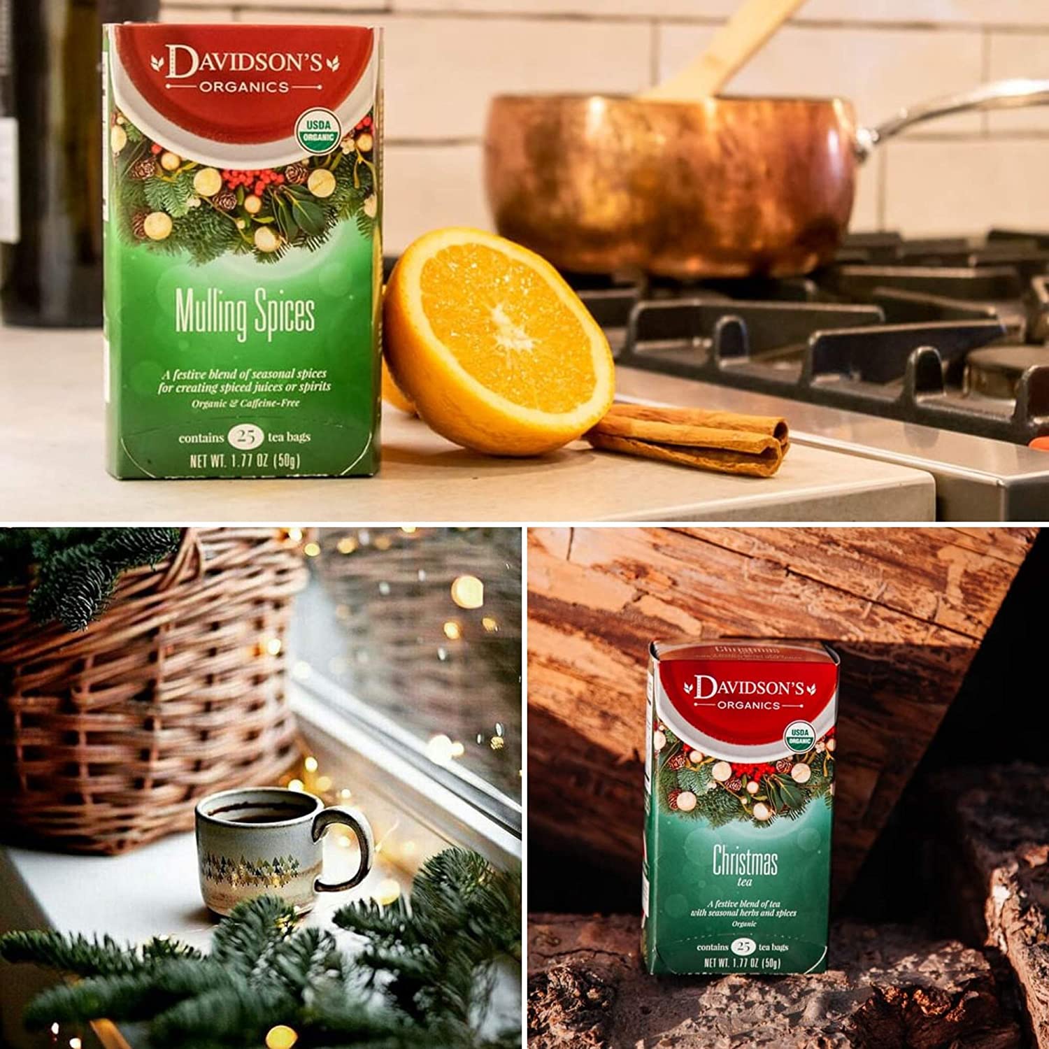 Holiday Tea Bag Sampler Gift Set - Christmas Seasonal Variety Collection, 45 count, 15 flavors