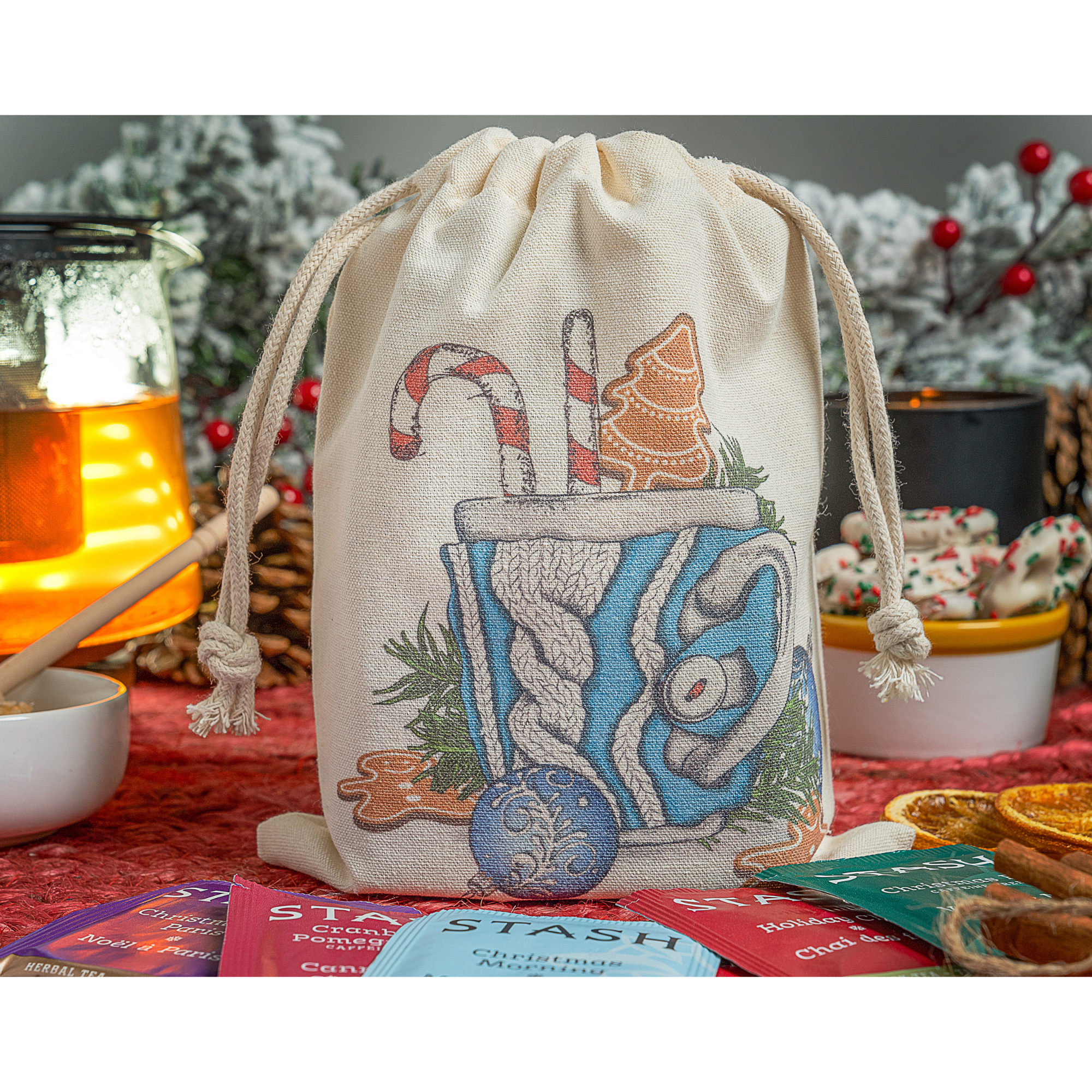 Christmas Stash Holiday Tisane Sampler in Reusable Cotton Bag