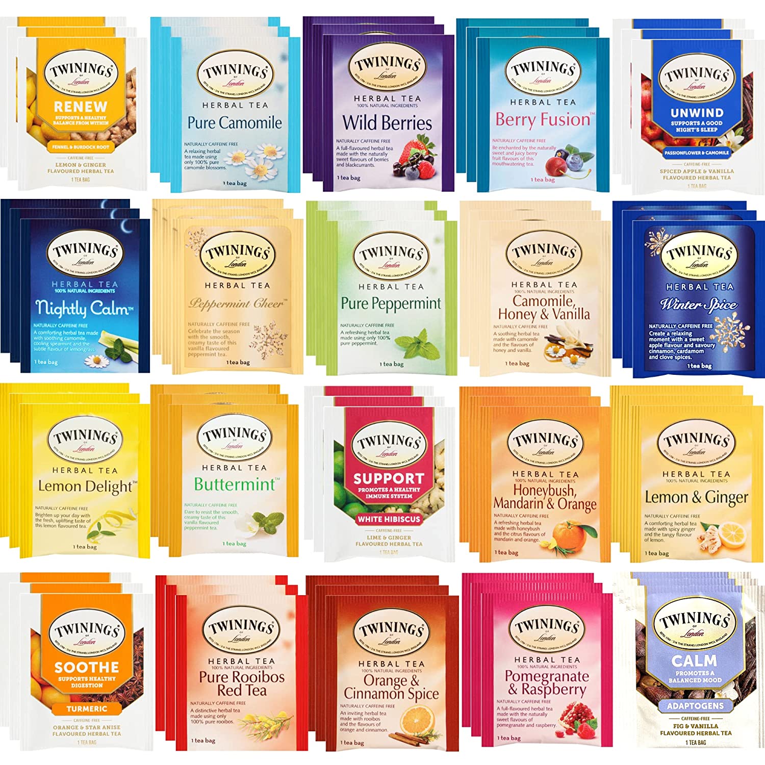 twinings assorted teas herbal caffeine free variety