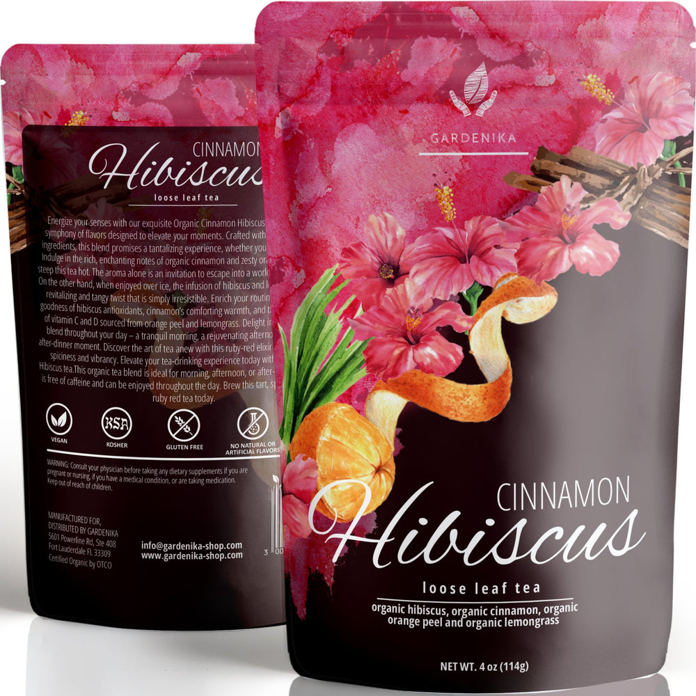 gardenika cinnamon hibiscus loose tea organic kosher natural