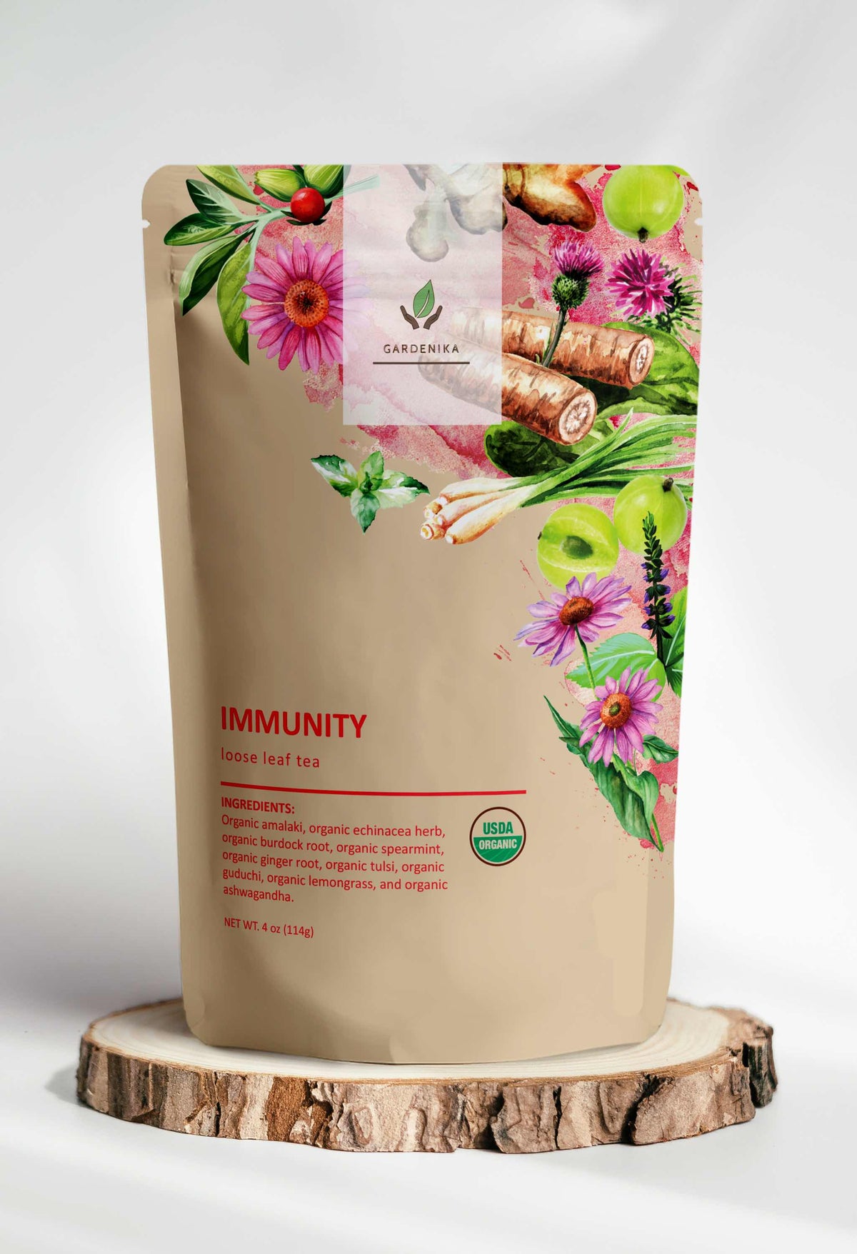 wellness immune support loose leaf healthy tea gardenika echinacea