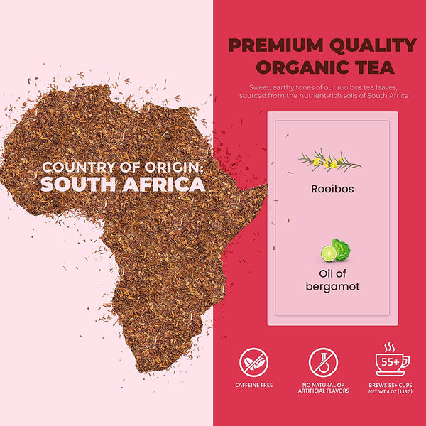 organic premium tea caffeine free rooibos bergamot oil