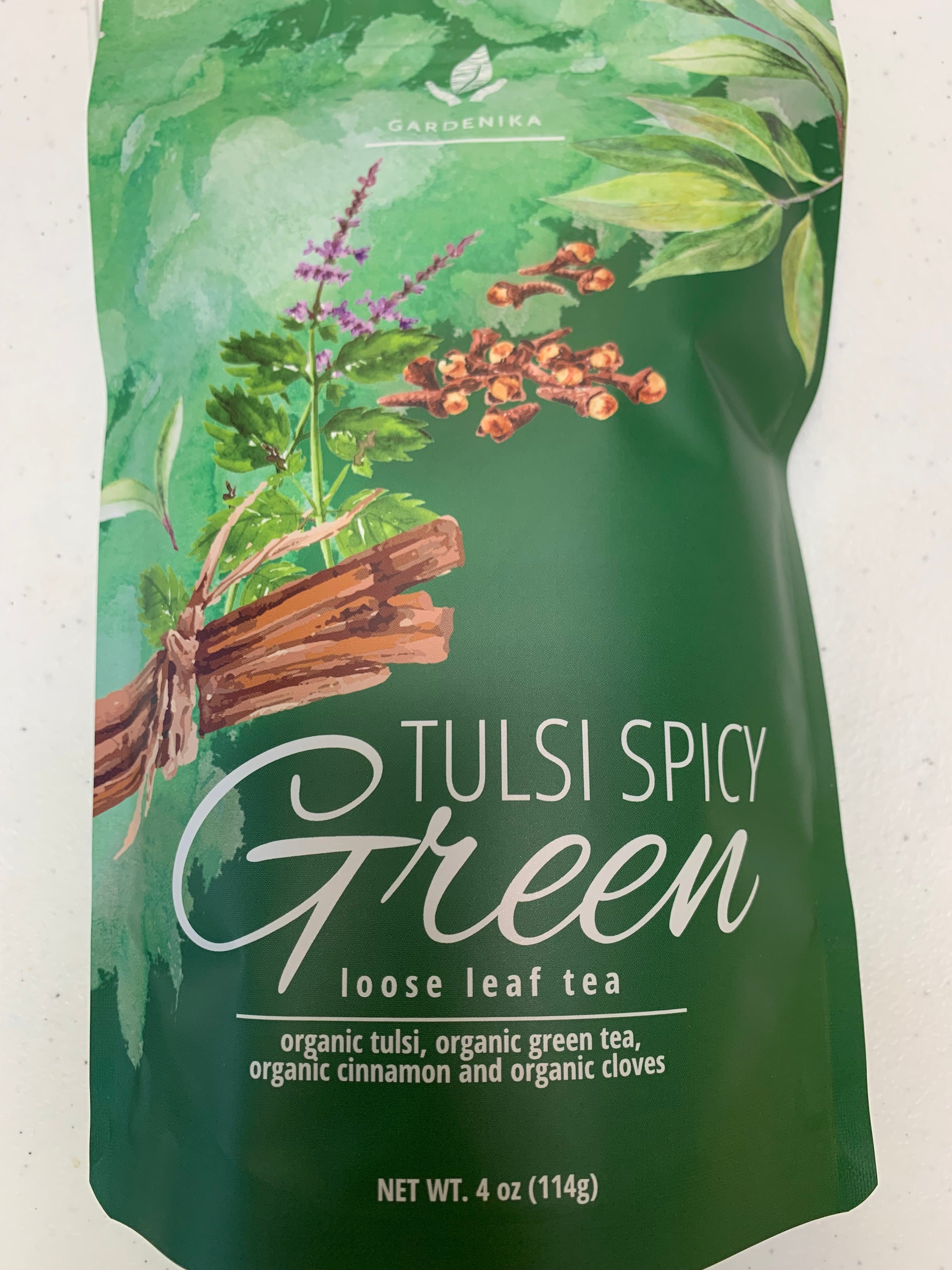 Tulsi Spicy Green Tea with Cinnamon, Loose Leaf, USDA Organic, Kosher – 4 Oz (113g)