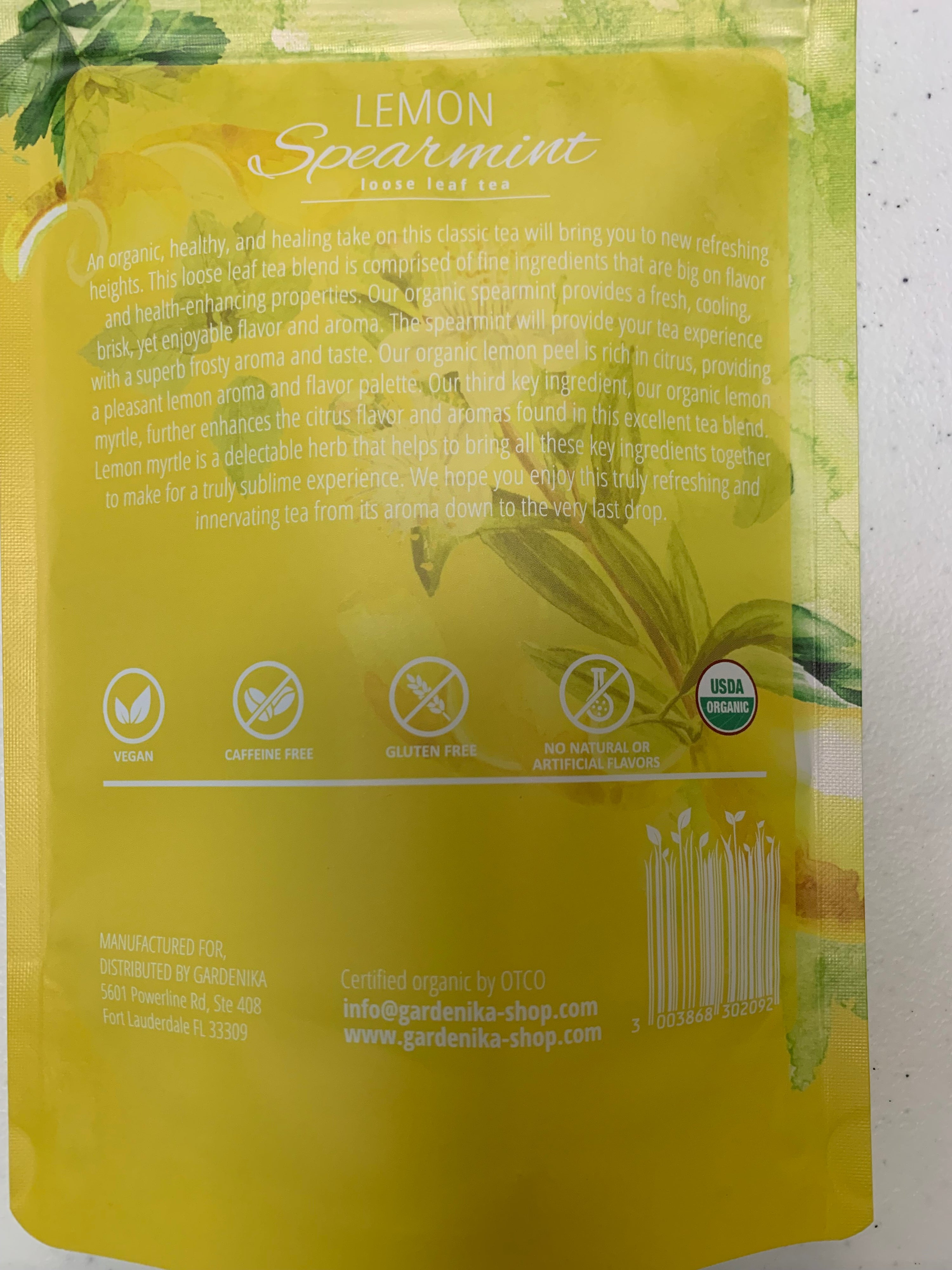 Lemon Spearmint Herbal Tea, Loose Leaf, USDA Organic, Caffeine Free, 55+ Cups – 4 Oz (113g)