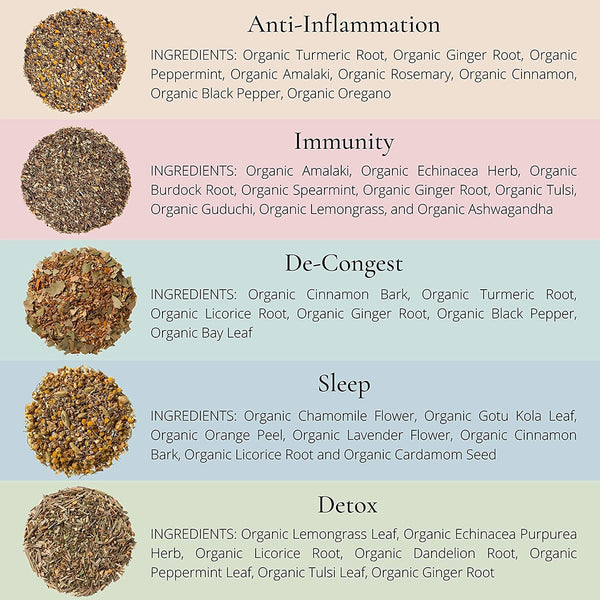 anti inflammatory detox de congest sleep immune support teas