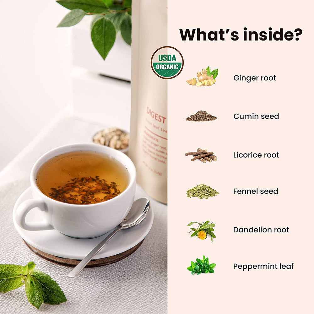 Digest Loose Leaf Tea, USDA Organic, Kosher, Caffeine-Free - 4 oz (114g)
