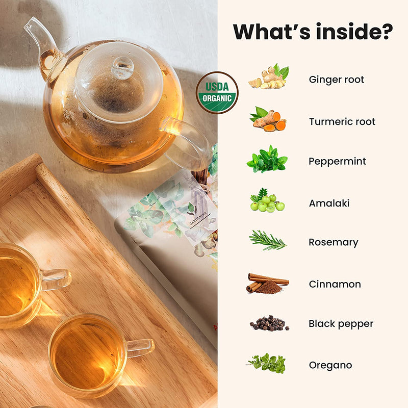 Aspired turmeric and ginger loose leaf tea ingredients
