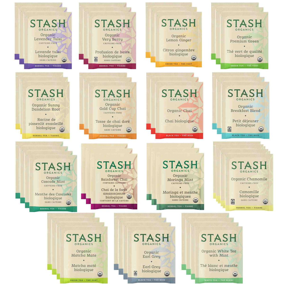 Stash Organic Tea Sampler in Gift Box - Caffeinated and Herbal Teas ...